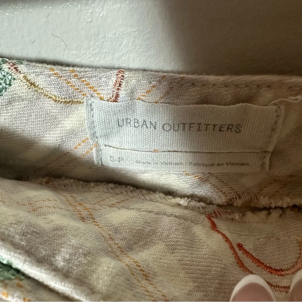 Urban Outfitters Plaid Embroidered Peach Print Wrap Pleated Skirt Size Small - Picture 7 of 11